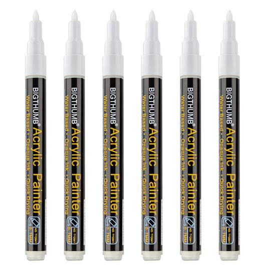 White Acrylic Marker Paint Pens 0.7mm 6 Pack