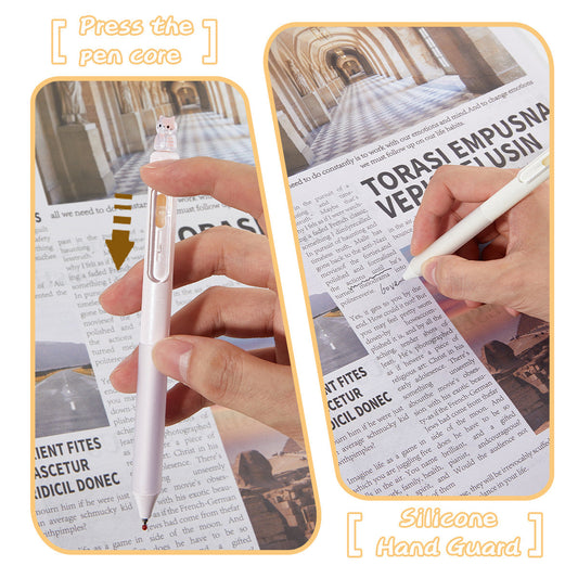 8 Pack Cute Rotating Cat Click Gel Pens - 0.5mm Black Ink