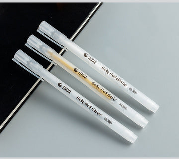 STA Gelly Roll Gel Pen 1mm Bold Tip White Gold Silver Ink 12 Pack