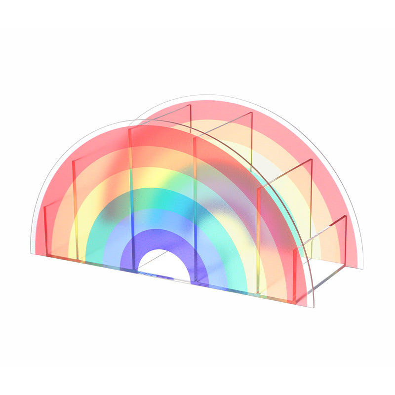Rainbow Acrylic Pen Pencil Holder Clear Desk Organizer