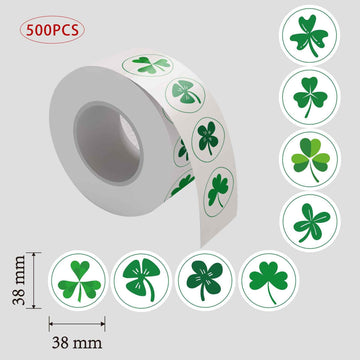 500pcs St Patricks Day Decorations Sticker Green Shamrock Labels 1.5 inch - TTpen