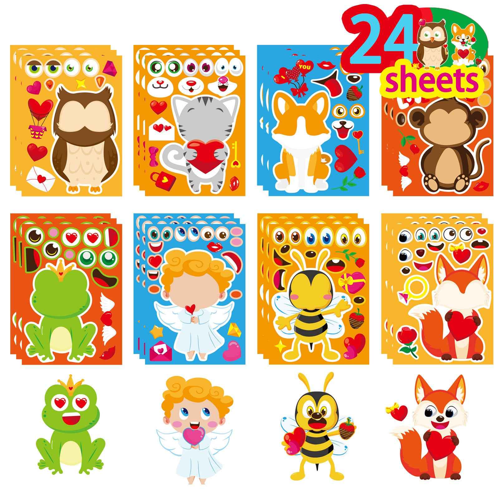 24 Sheets Cute Anime Animals Make Your Own Stickers for Kids - TTpen
