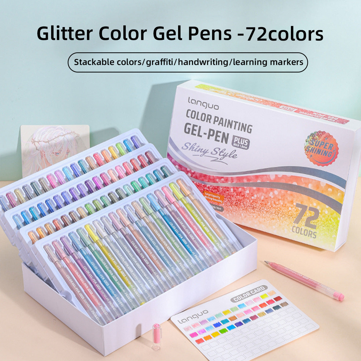 Languo Color Painting Gel Pen Plus 1.0mm Shiny Style 24/36/54/72 Colors
