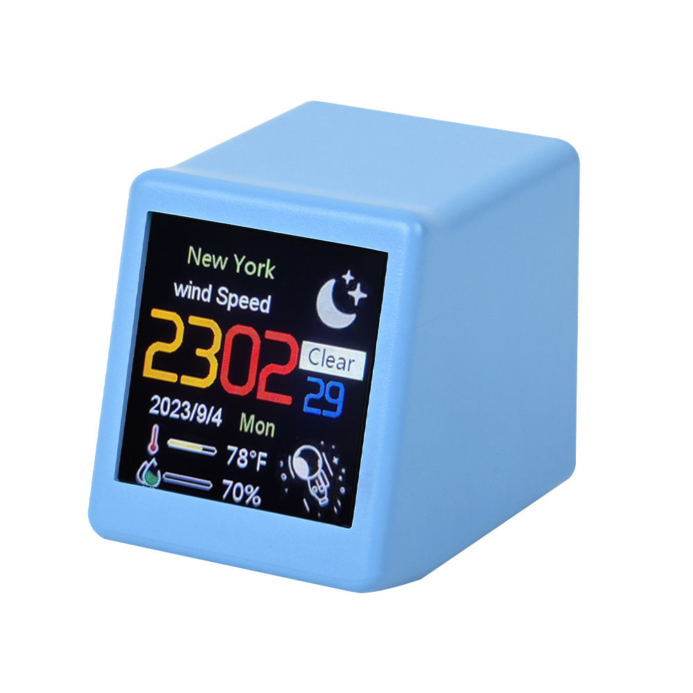 Desktop Mini WiFi Weather Station Clock 1.54 Inch Display Blue