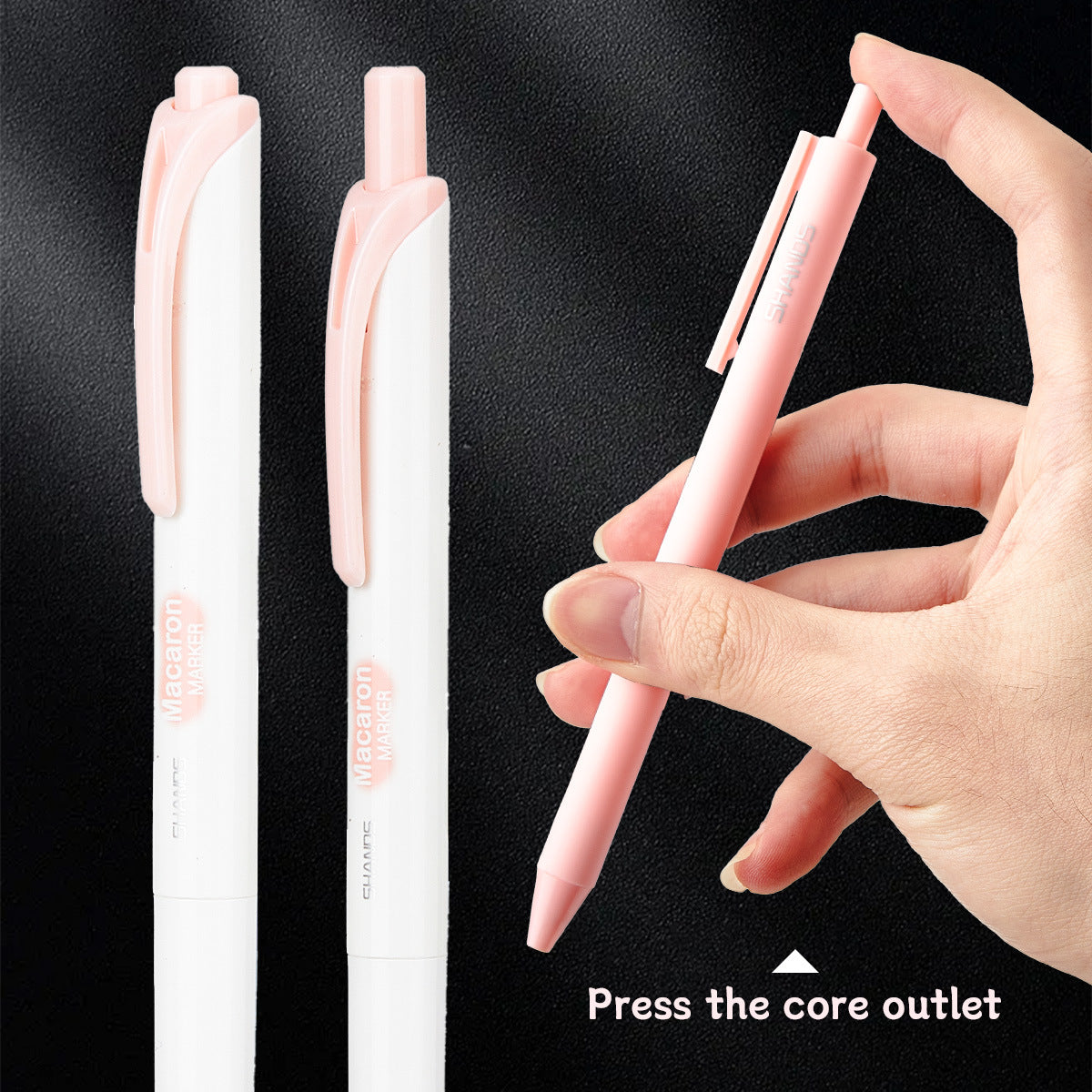 12-Pack (Peach & Coffee ) 0.5mm Black Gel Pens with Highlighters