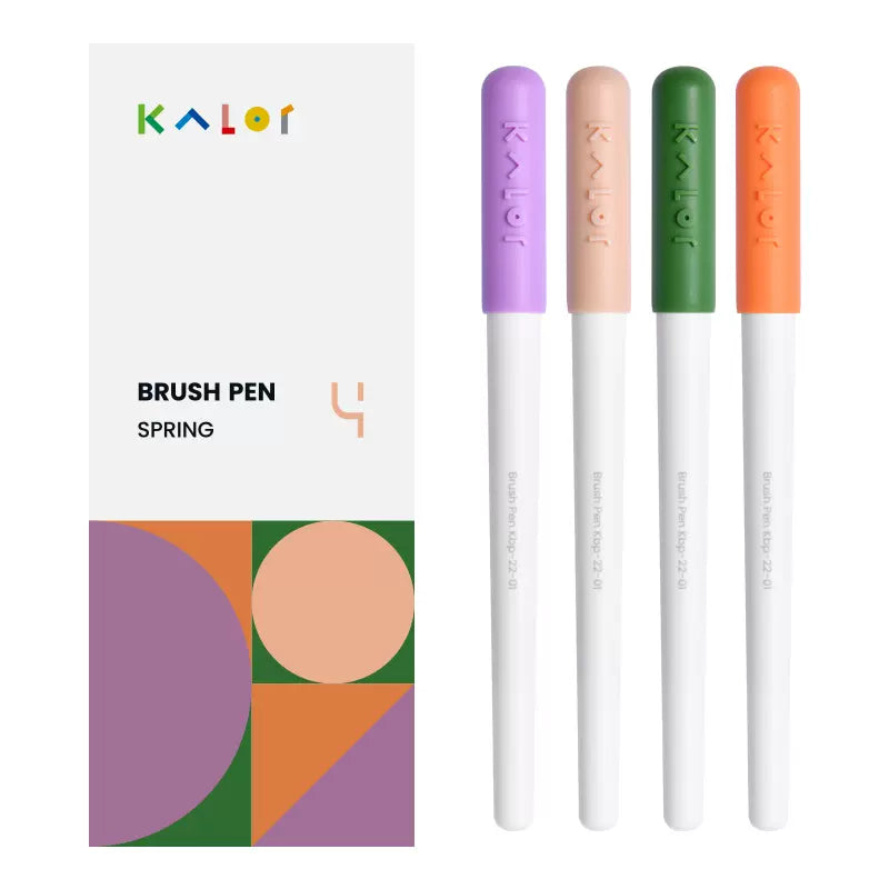 Kalor Brush Pen for Drawing- Hard - 4 Colors Set Spring