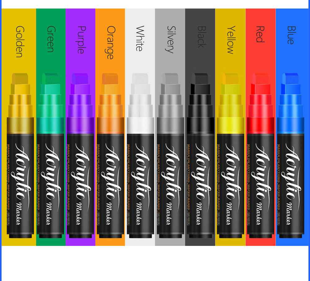 10 Colors Acrylic Paint Markers 15MM Jumbo Felt Tip