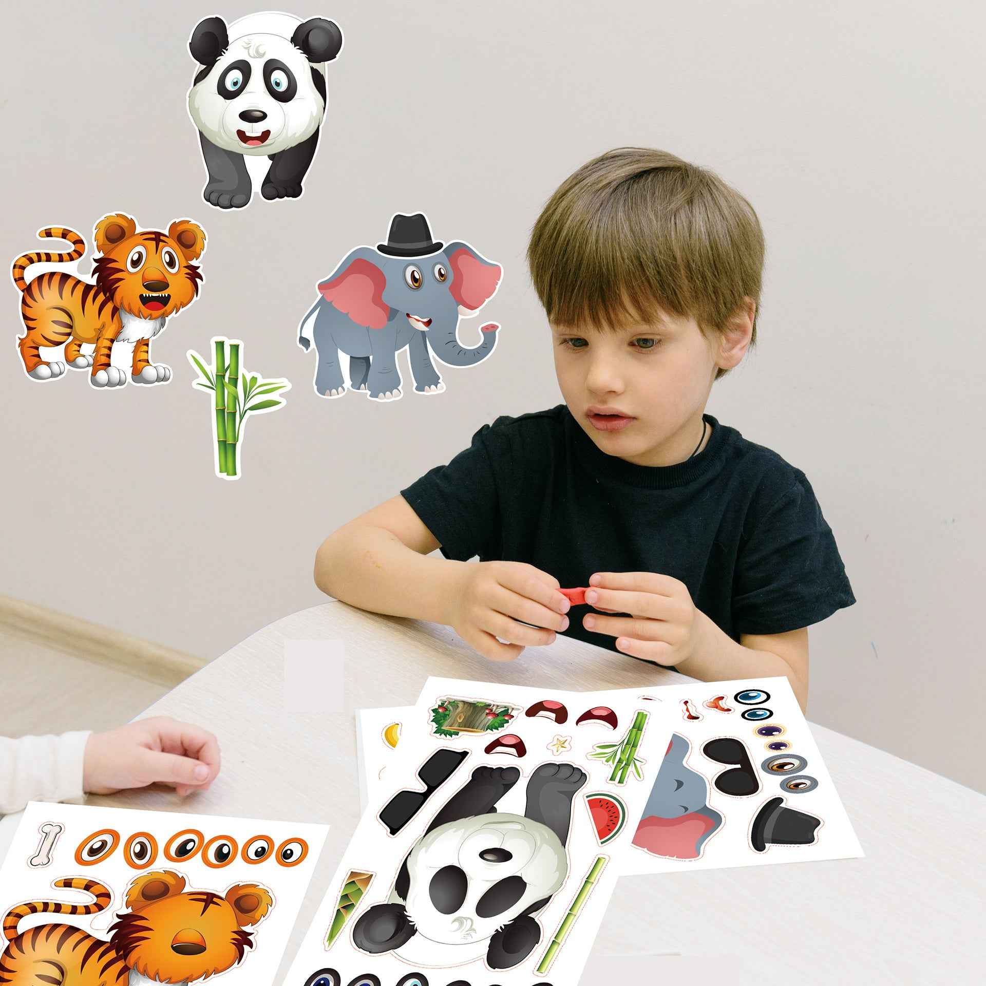 24 Sheets Panda Turtle Monkey Lion Tiger Elephant Make Your Own Stickers for Kids - TTpen