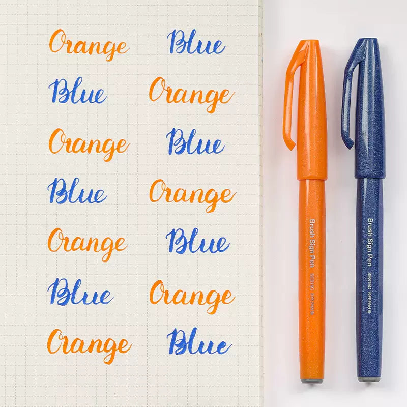 Pentel Fude Touch Sign Pen,Felt Pen Like Brush Stroke,2 Pack E