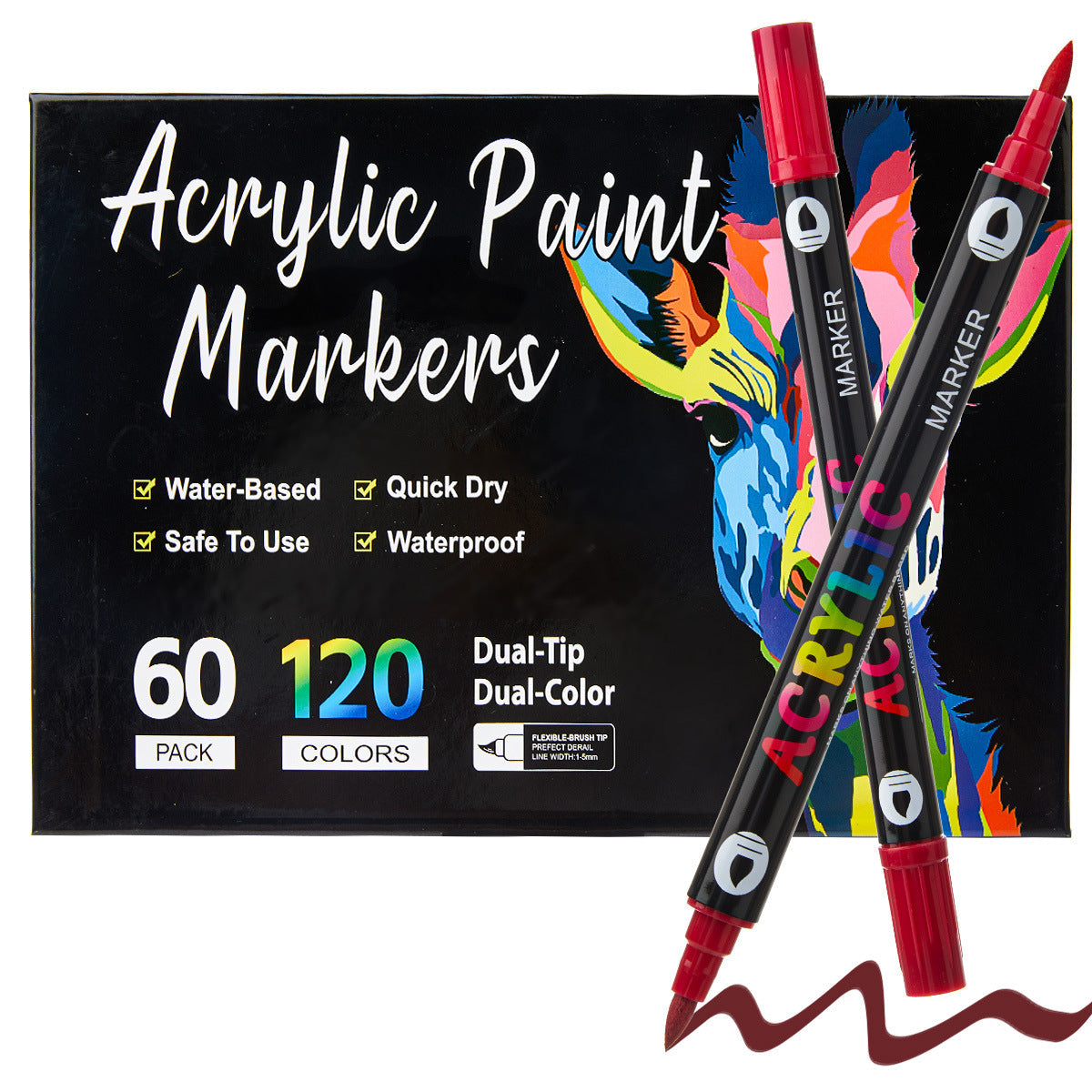 12-84 Pack 168 Colors Dual Brush Tip Acrylic Paint Markers