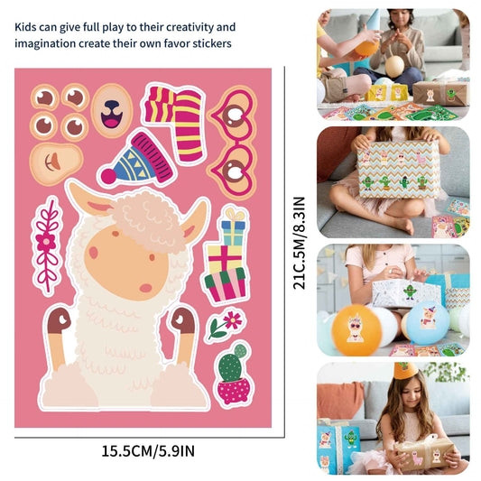32 Sheets Cartoon Alpaca Make Your Own Stickers for Kids - TTpen