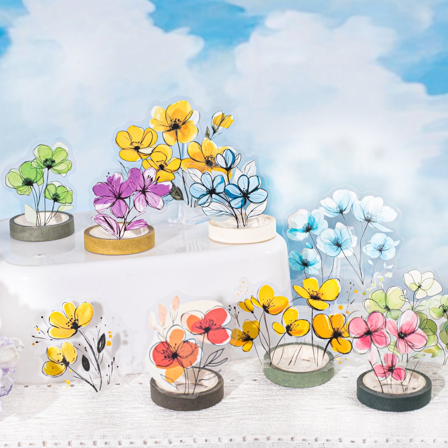 90PCS Floral Landscapes PET Sticker Set for Journaling Scrapbook