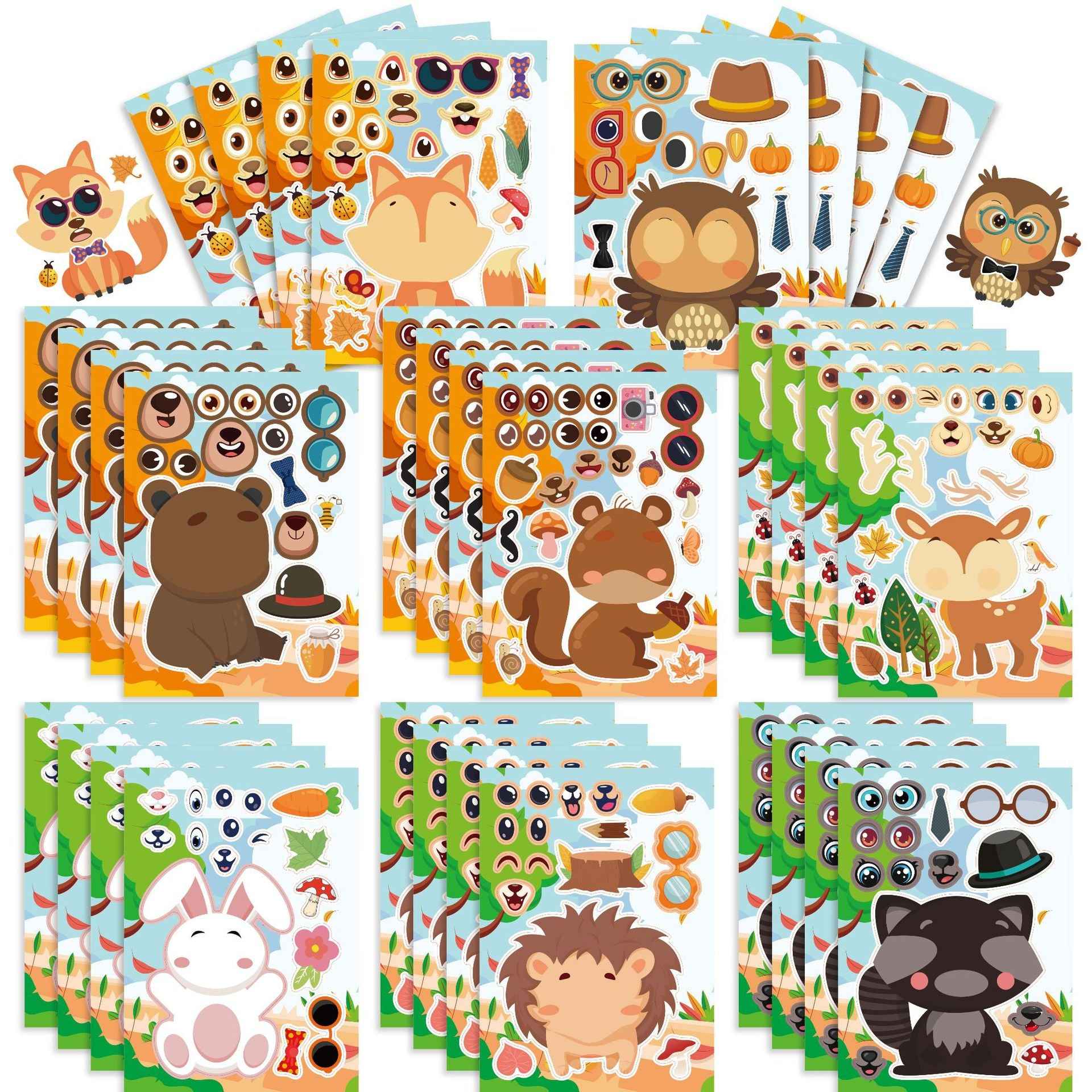 32 Sheets Forest Animals Make Your Own Stickers for Kids - TTpen