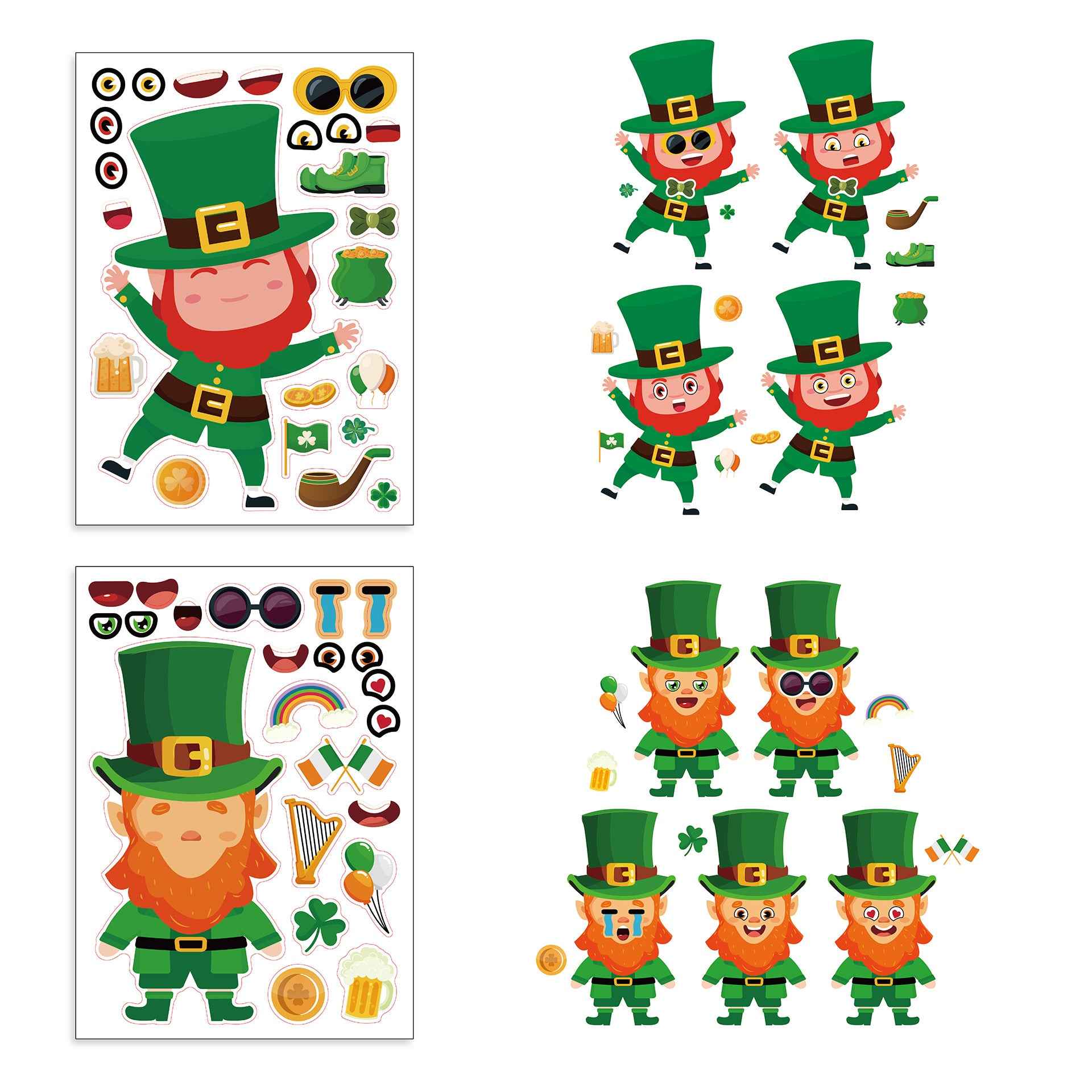 24 Sheets St Patricks Day Stickers for Kids Cards Crafts - TTpen