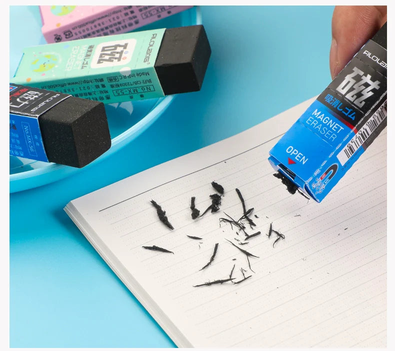 Filolang Magnetic Black Eraser for Kids & Artists 4 Pack