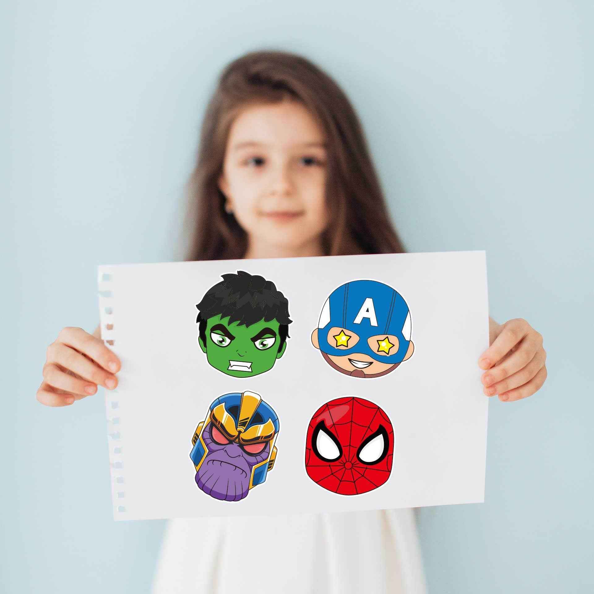 32 Sheets Cartoon Marvel Make a Face DIY Stickers for Kids - TTpen