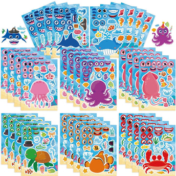 32 Sheets Cartoon Ocean Animals Make Your Own Stickers for Kids - TTpen