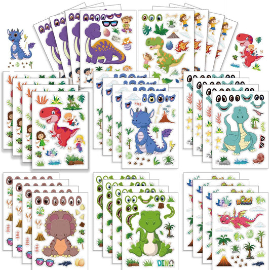 32 Sheets Dinosaur Make Your Own Stickers for Kids Birthday Party Favor Supplies - TTpen