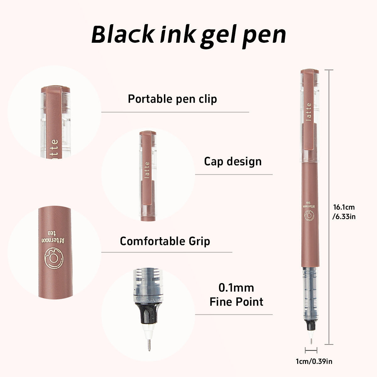 6-Pack Afternoon Tea Series Rollerball Pens 0.5mm Black Ink