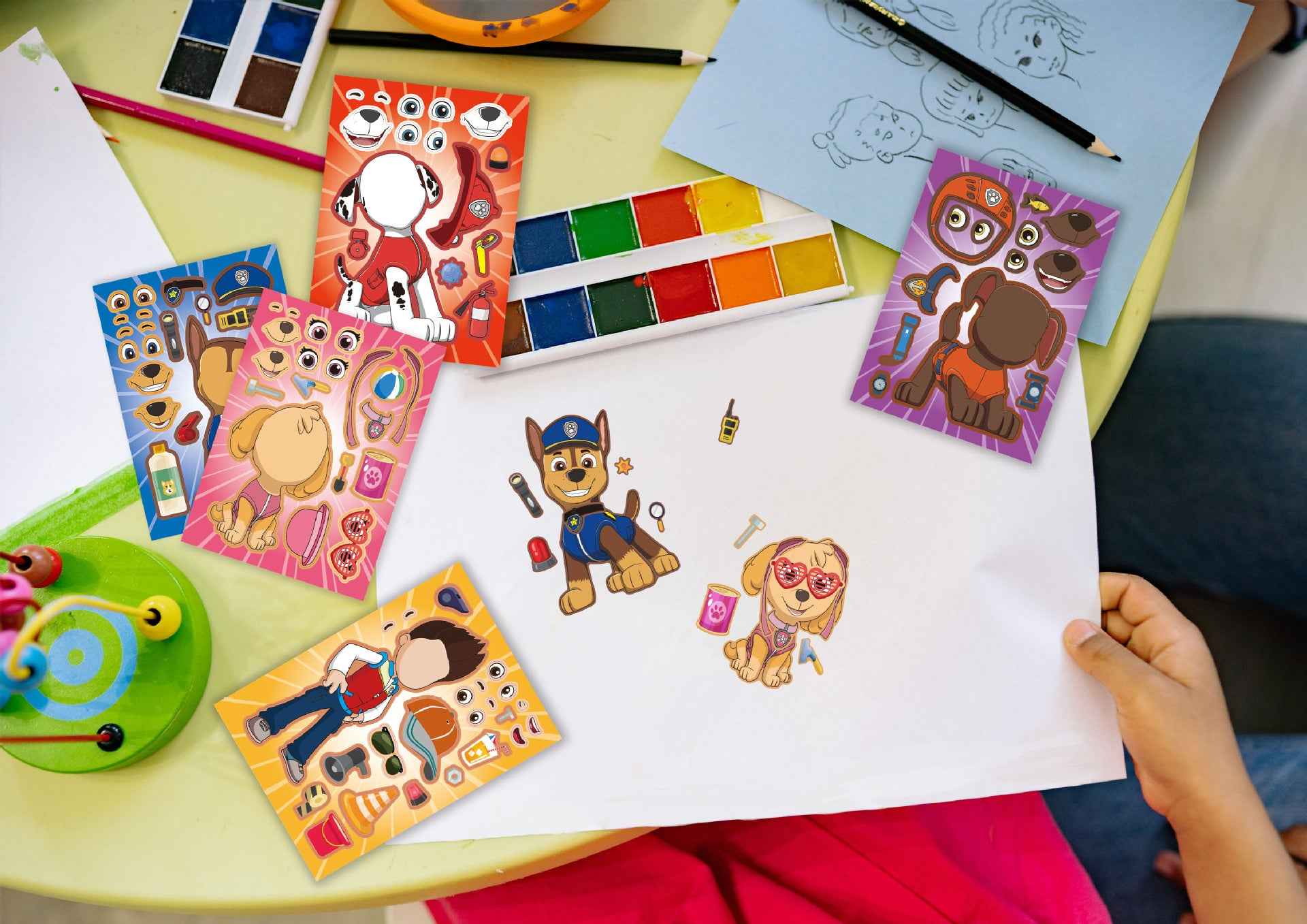 32 Sheets PAW Patrol Make a Face DIY Stickers for Kids - TTpen