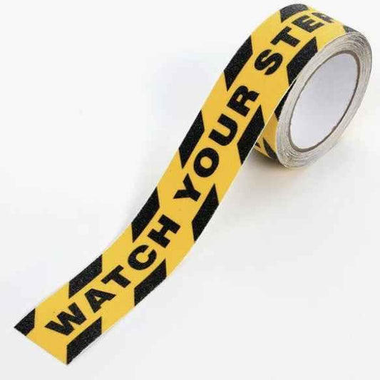 Black Yellow Anti Slip Safety Tape Printed"Watch Your Step CAUTION“