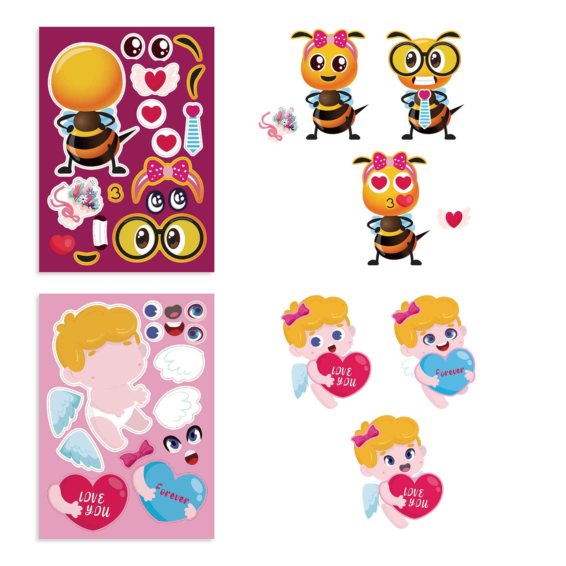 24 Sheets Valentine's Day Love You Animal Stickers for Kids - TTpen