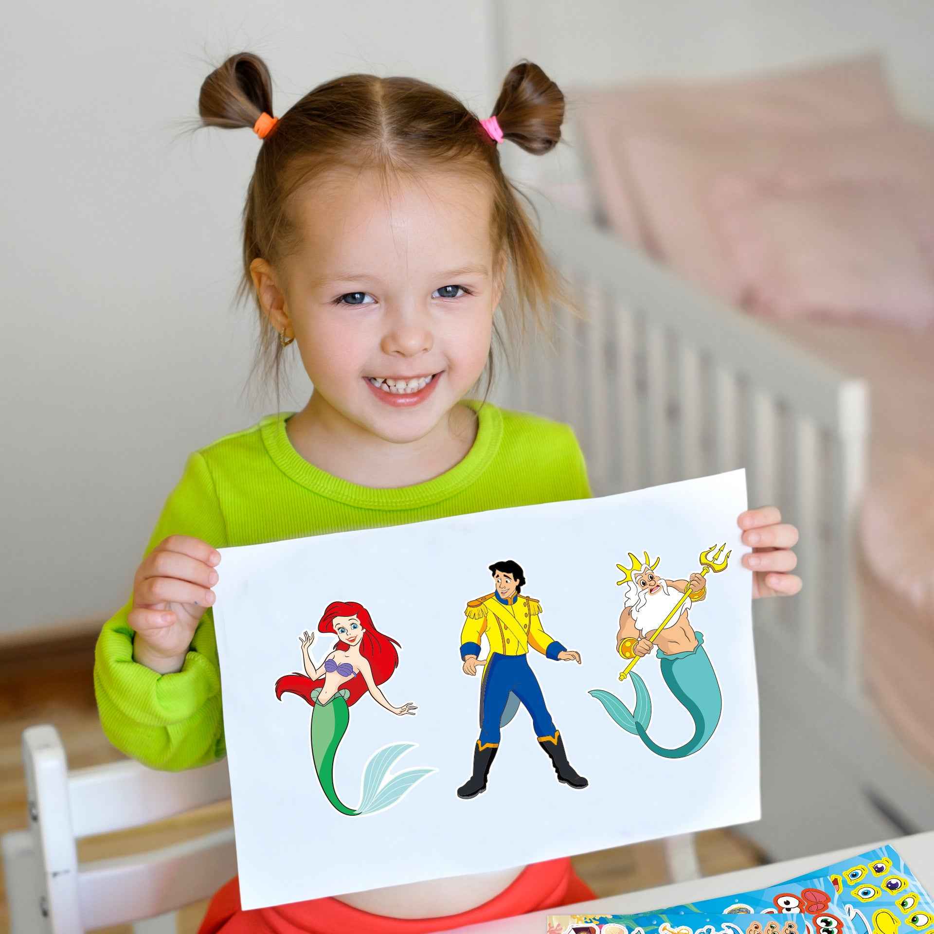 32Pcs Cartoon Mermaid Make a Face Stickers for Kids Girls - TTpen