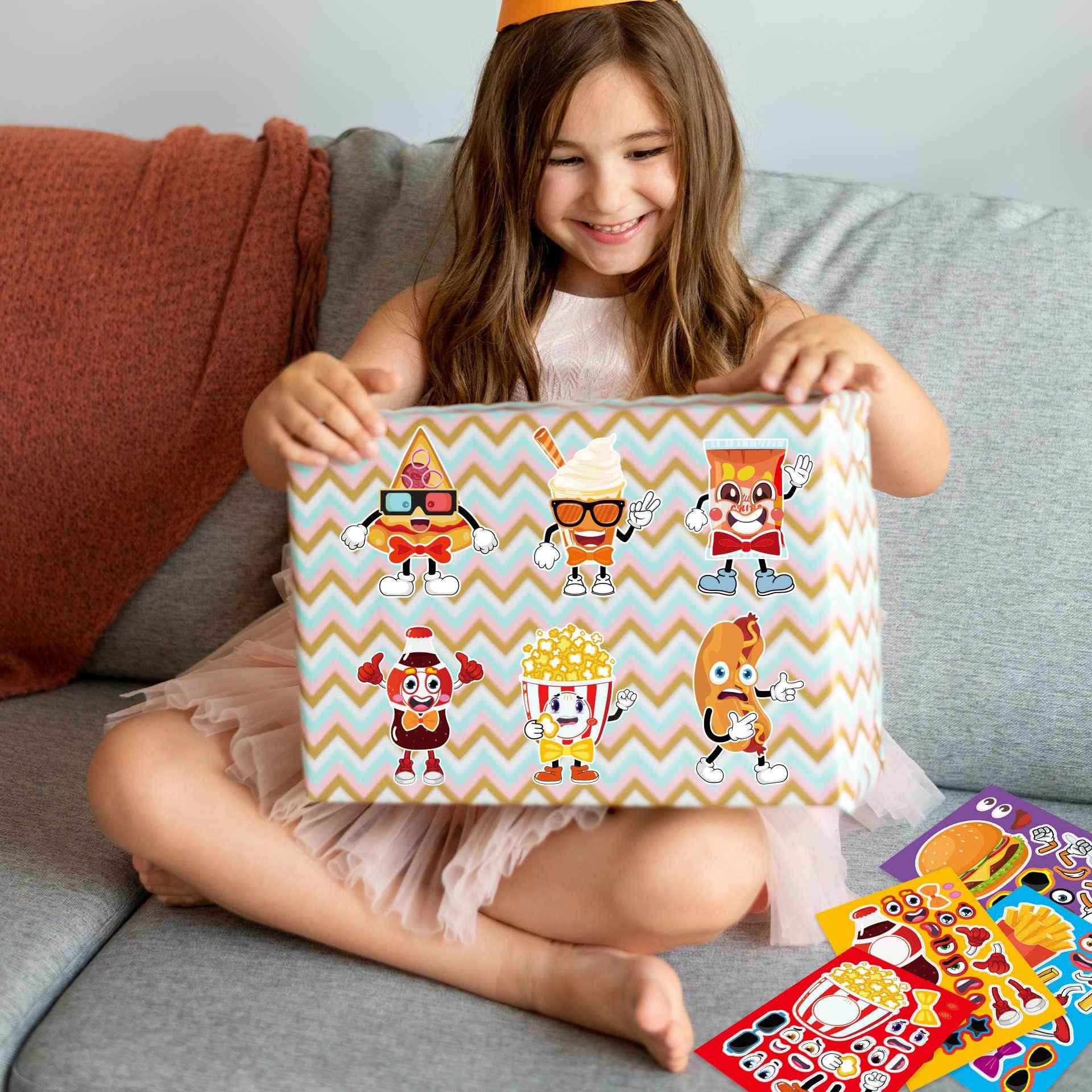 32 Sheets Food Theme Make Your Own Stickers for Kids Birthday Party - TTpen