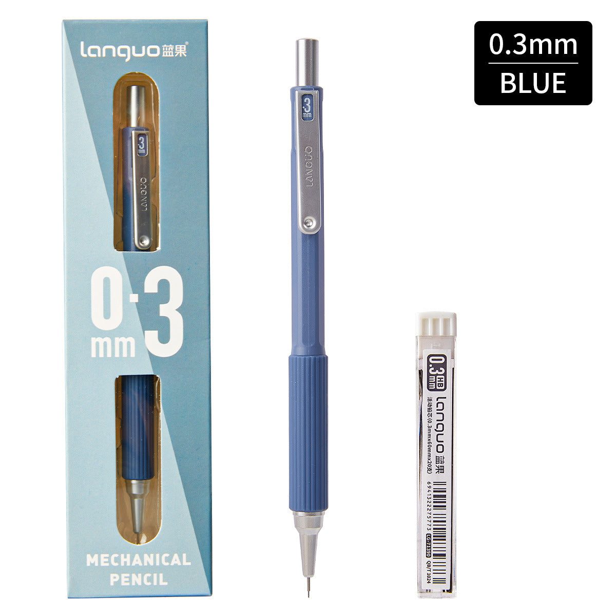 Low-Center Gravity Metal Mechanical Pencil with Leads Set 0.3mm/0.5mm