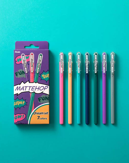 Pentel Mattehop Gel Ink Pen 7 Colors Dream Set