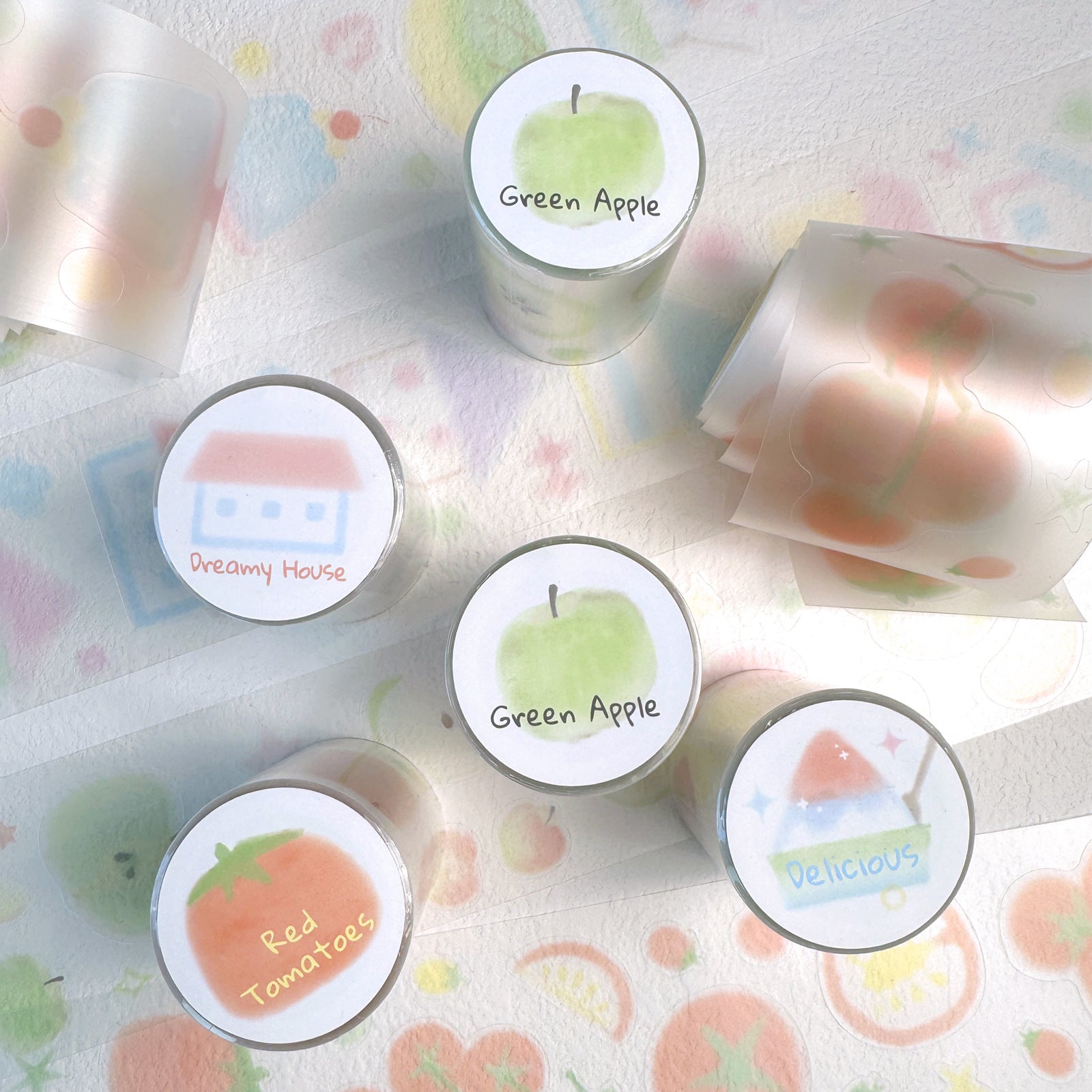 60mm Matte PET Gradient Washi Tape Set – 4 Rolls for Journaling,Scrapbooking