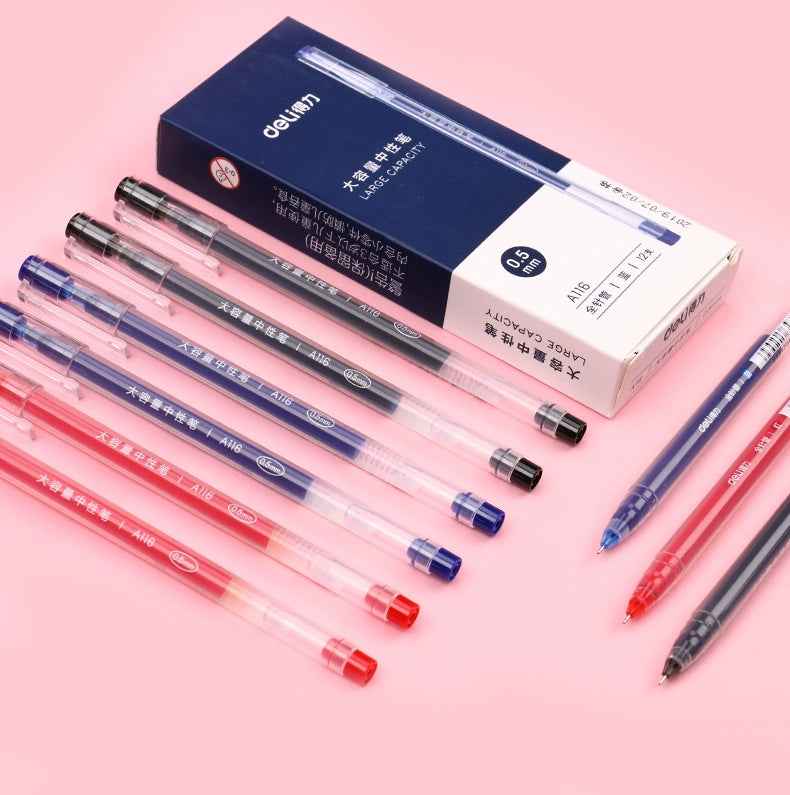 DELI A116 Large Capacity Gel Pen Needle Tip 0.5mm Fine Point 12 Pack - TTpen