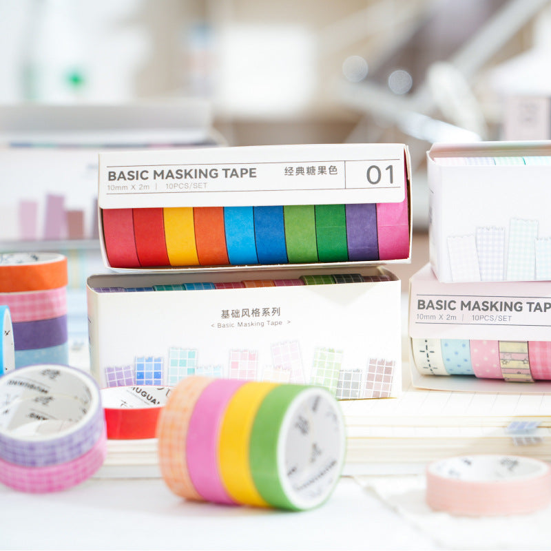 40-Roll Washi Tape Set Candy Colors, Pastels & Minimalist Patterns