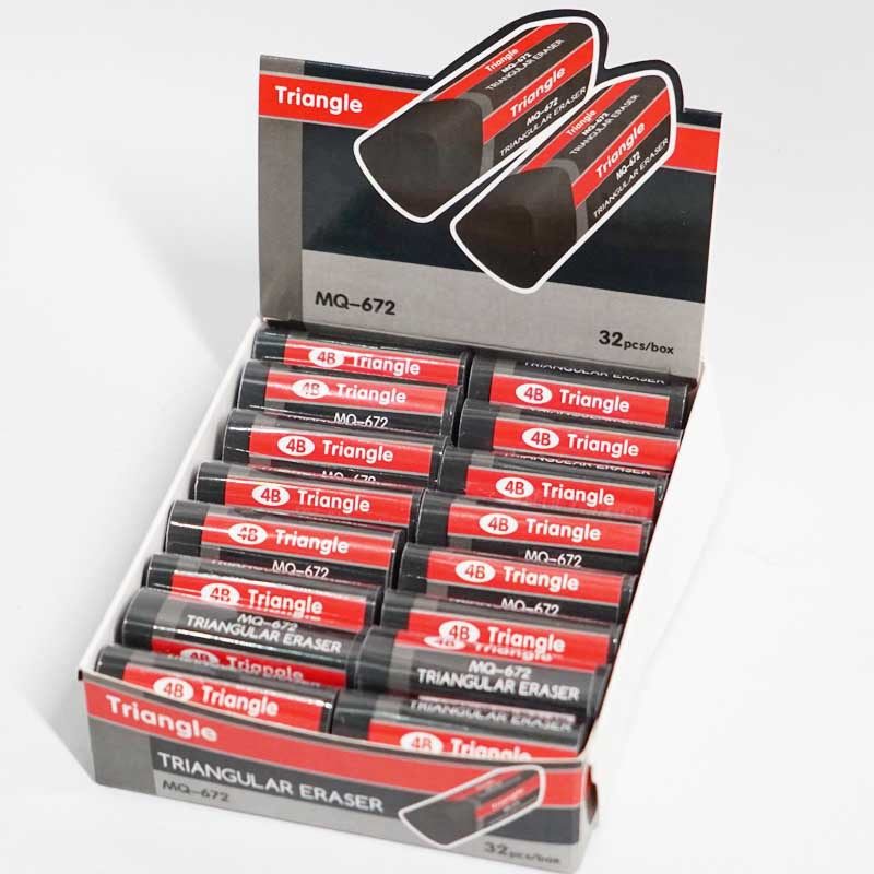 QiLi Triangle AR Eraser 4B White Black 32 Pack Black