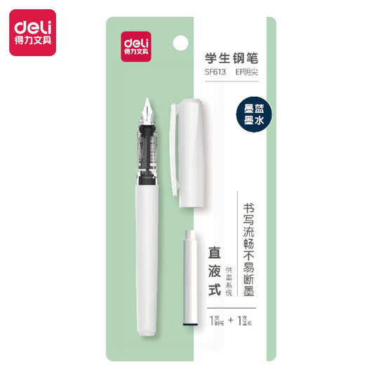 DELI SF613 - Disposable Fountain Pen - Blue Ink - Pack of 6