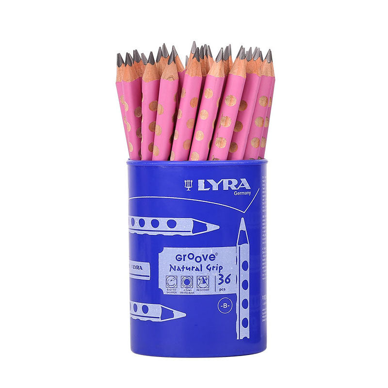 LYRA Groove Graphite Triangular B Pencils,36 Pieces Pink