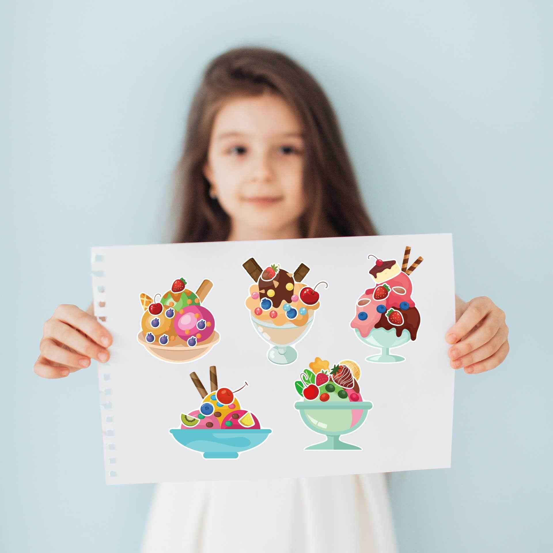 24 Sheets Icecream Theme Make Your Own Stickers for Kids - TTpen