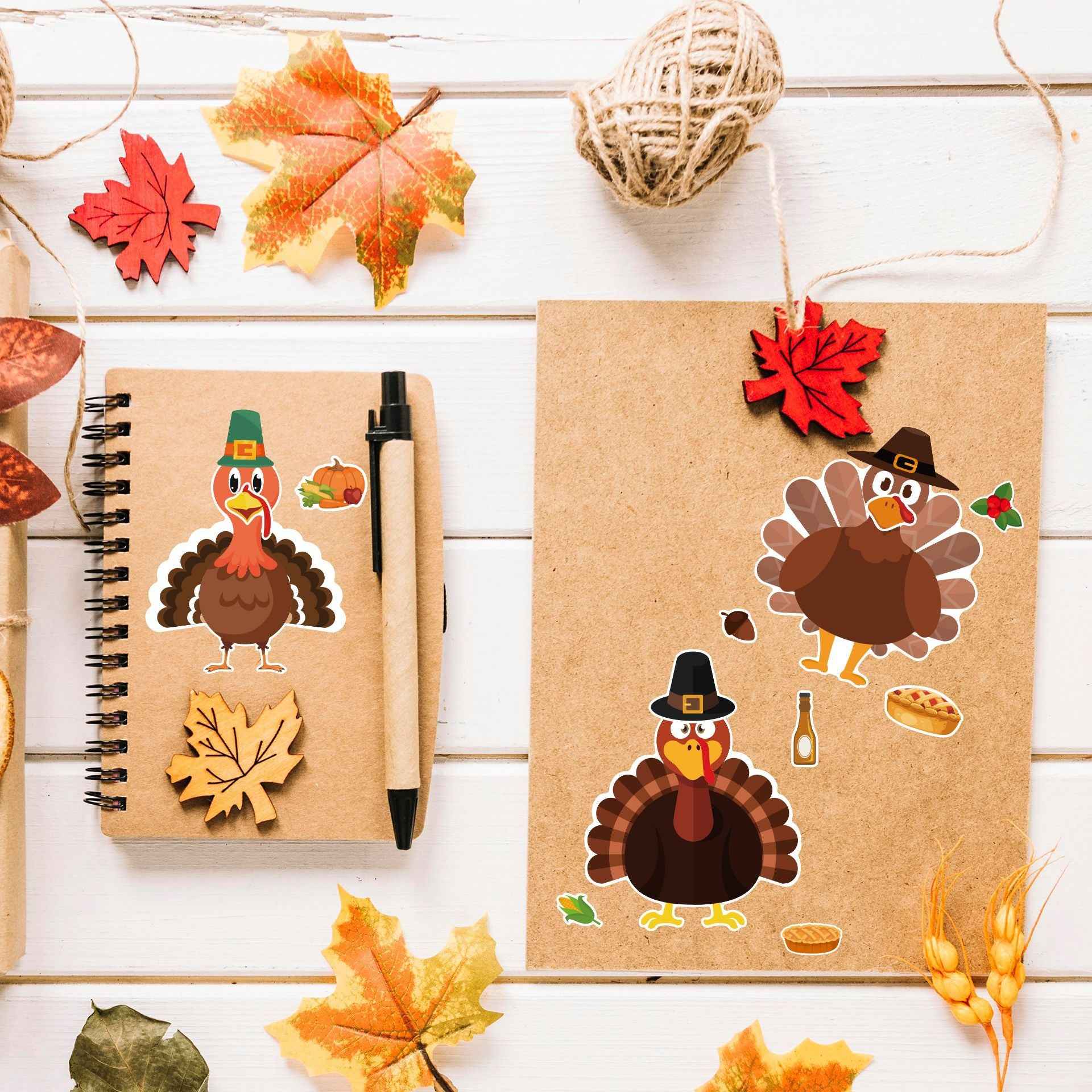 24 Sheets Thanksgiving Make A Turkey Stickers for Kids - TTpen