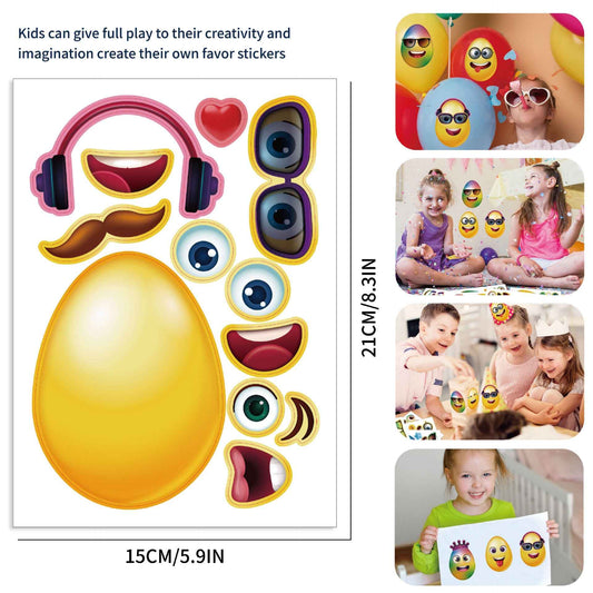 32 Sheets Egg Shape Theme Make Your Own Stickers for Kids - TTpen