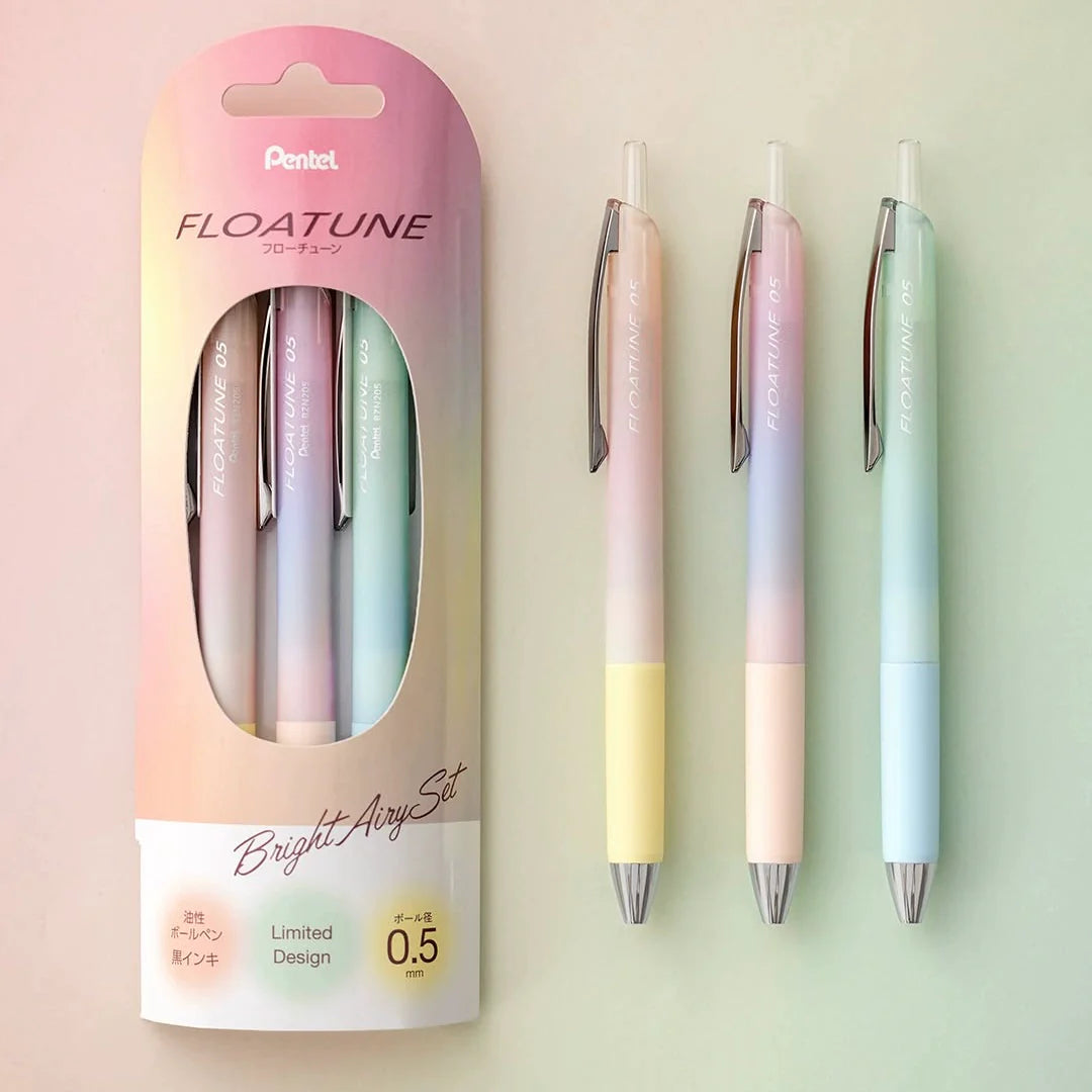 Pentel Floatune Ballpoint Pen Airy Set 0.5mm 3 Pack [Limited Design]