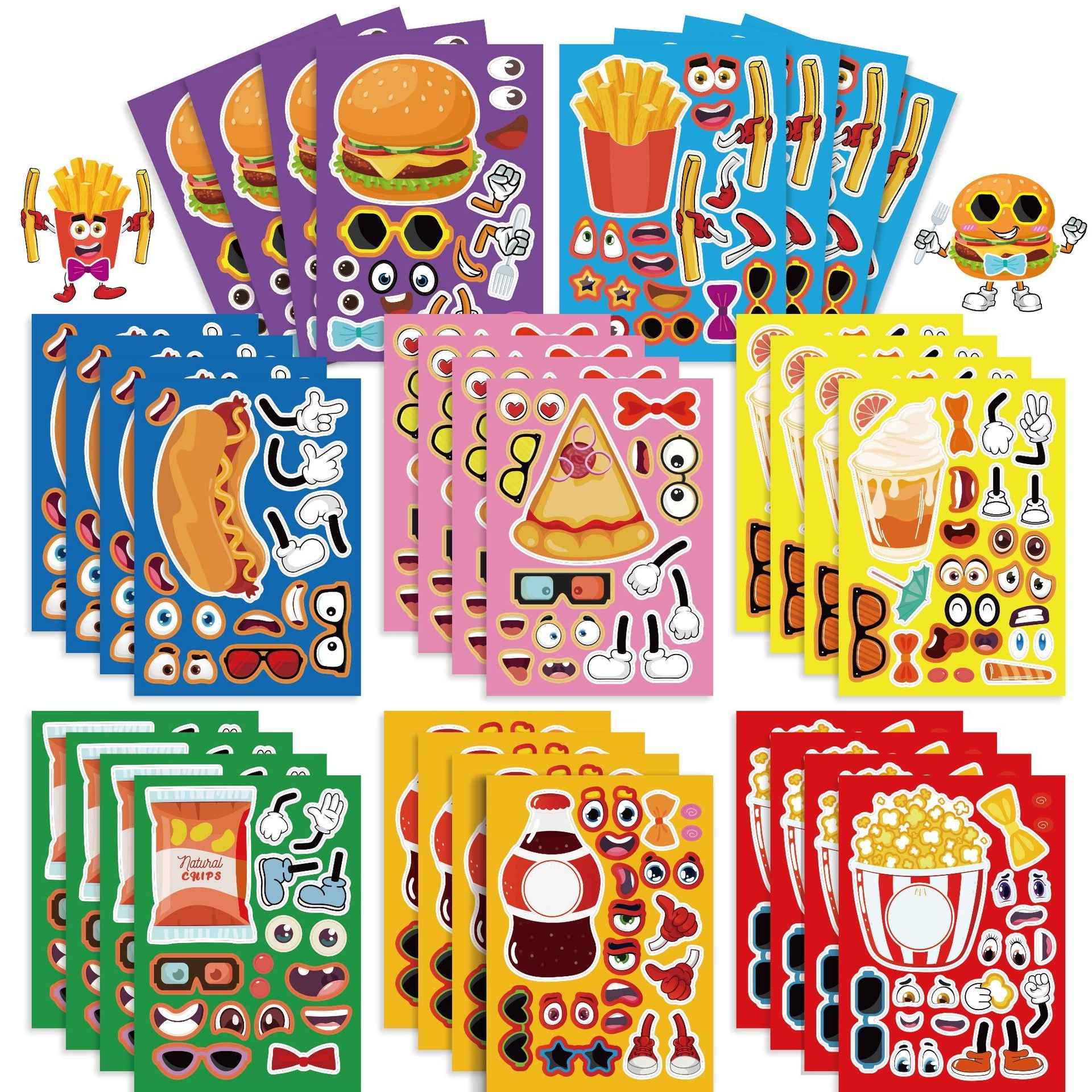 32 Sheets Food Theme Make Your Own Stickers for Kids Birthday Party - TTpen