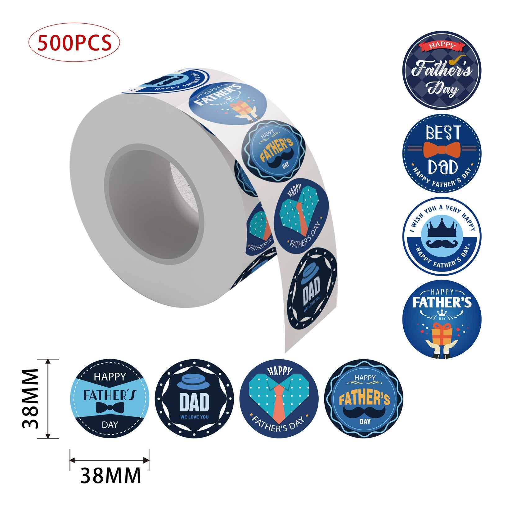 500pcs Father‘s Day Stickers 1.5 inch Round Labels - TTpen