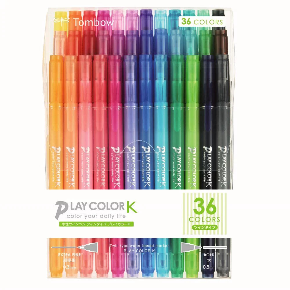 Tombow Play Color K Felt Tip Pen Set 6/12/24/36 Colors