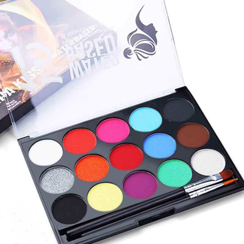 15 Color Face Painting Kit for Kids Makeup with 2 Brushes