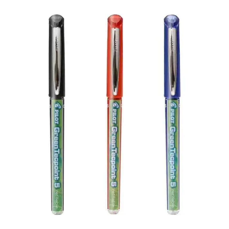Pilot Green Tecpoint 5 Rolling Ballpoint Pen BXGR5 - 0.5 mm, 3 Pack