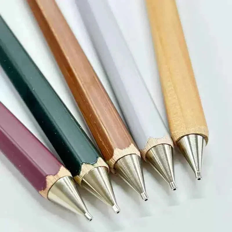 Kitaboshi 0.7mm Mechanical Pencil,Wooden Barrel,2B,Black Lead,W07