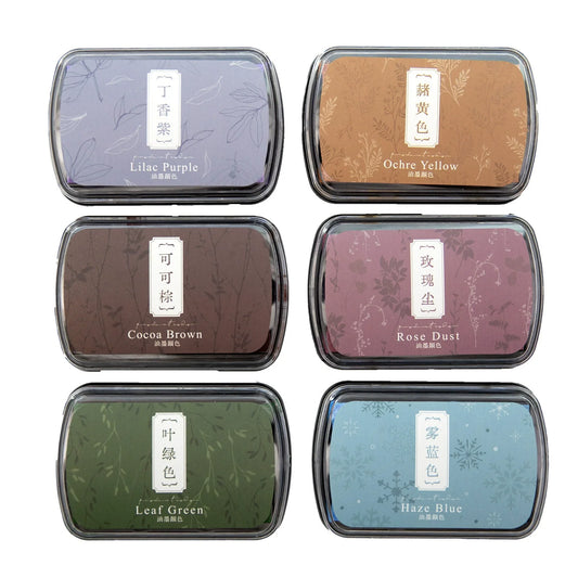 Large Vintage Quick-Dry Wooden Stamp Pad for Journaling 6 Color Set