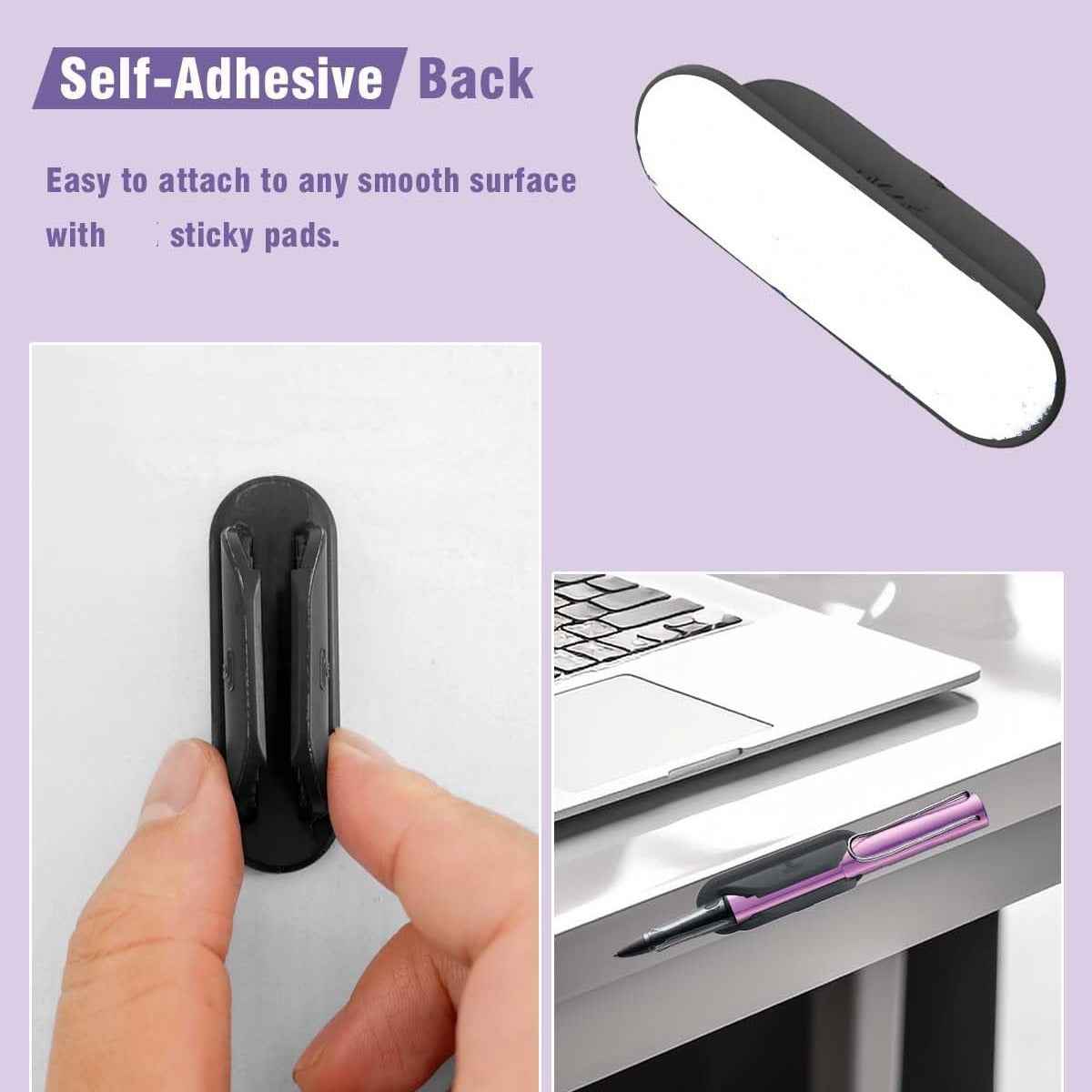 Silicone Pen Pencil Holders with Adhesive Pads for Desk 10 Pack
