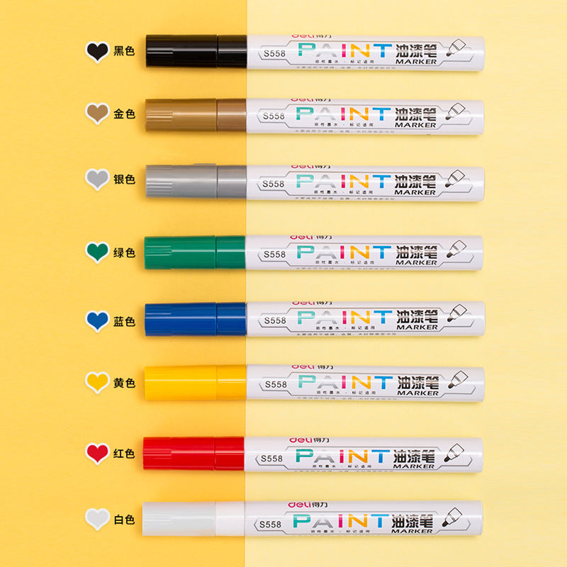 DELI 8 Color Paint Marker Pens Oil Based for Metal Wood Rock Painting