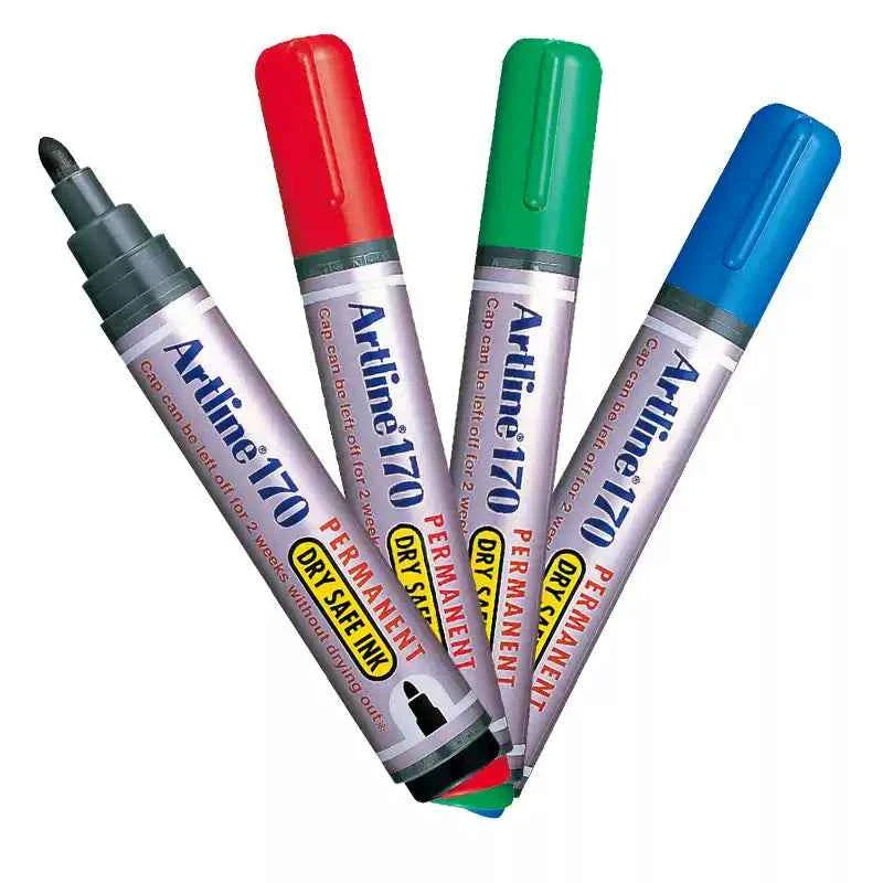 Artline 170 Dry-Safe Permanent Markers | 2.0mm Bullet Tip 3 Pack